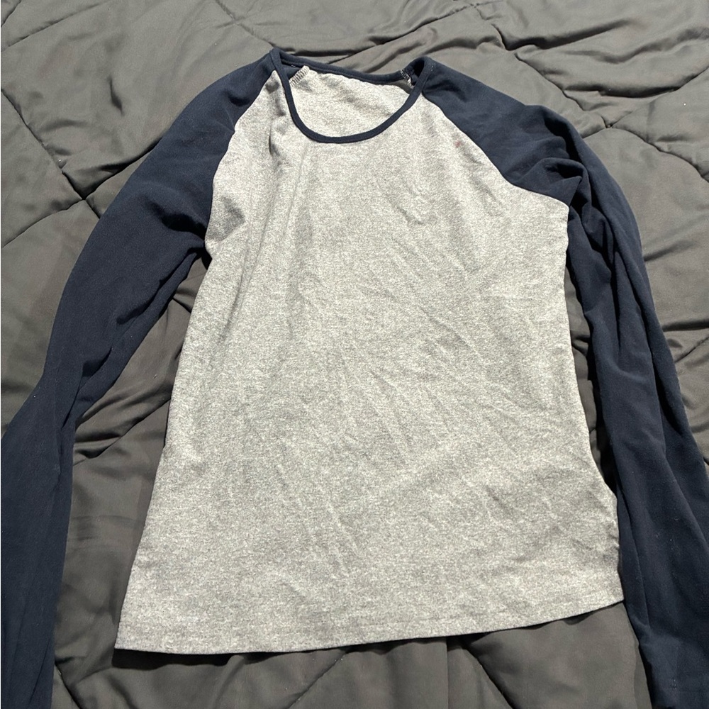 Gray and Navy Long Sleeve Raglan Shirt